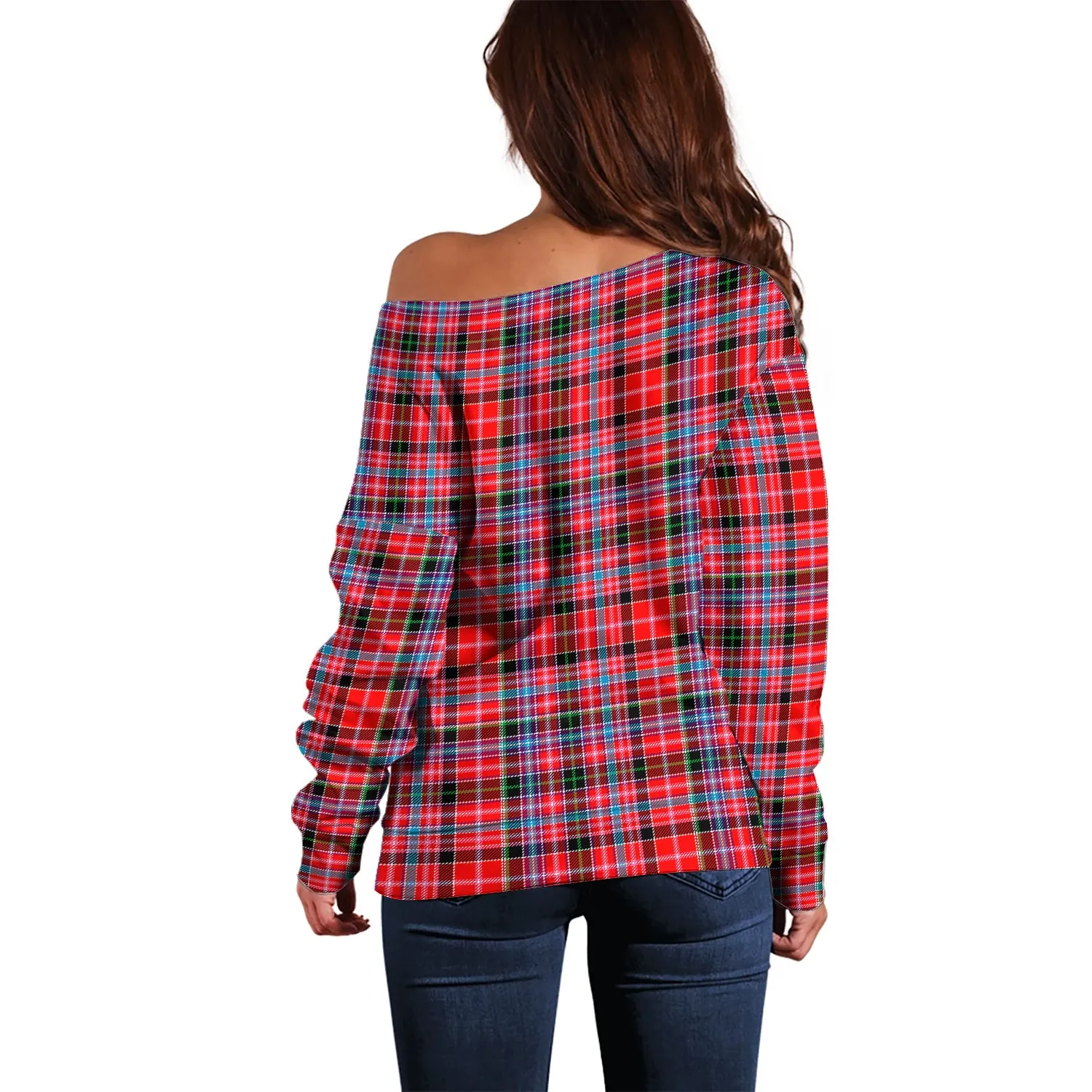 Aberdeen District Tartan Off Shoulder Women Sweater