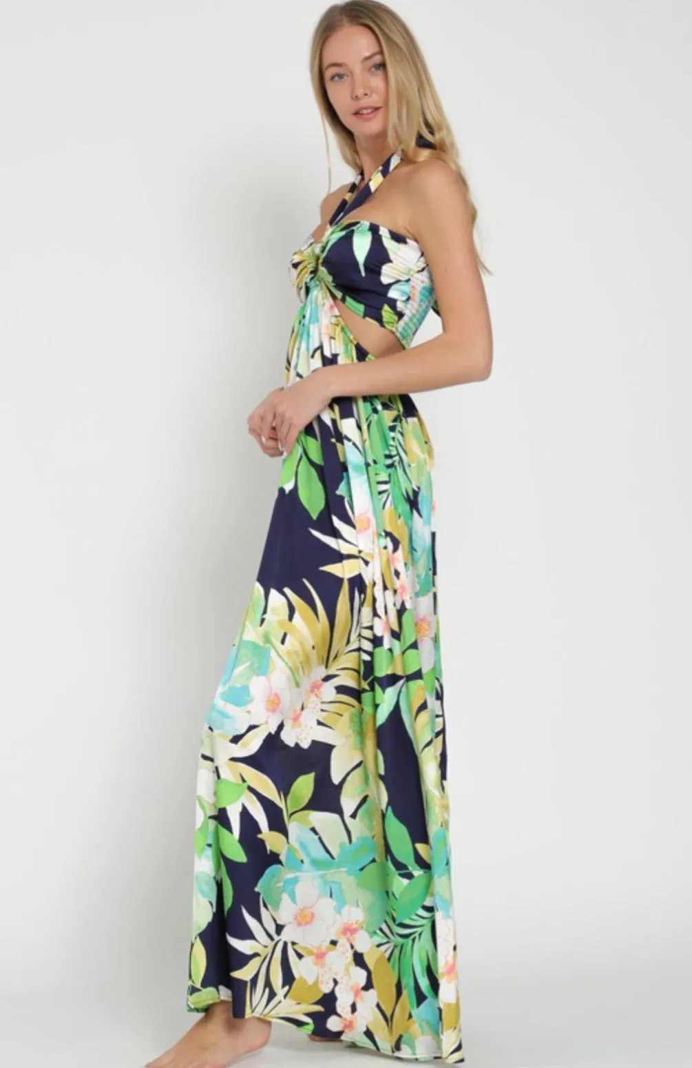 Beach Sunrise Halter Maxi Dress