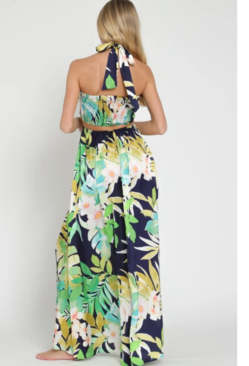 Beach Sunrise Halter Maxi Dress