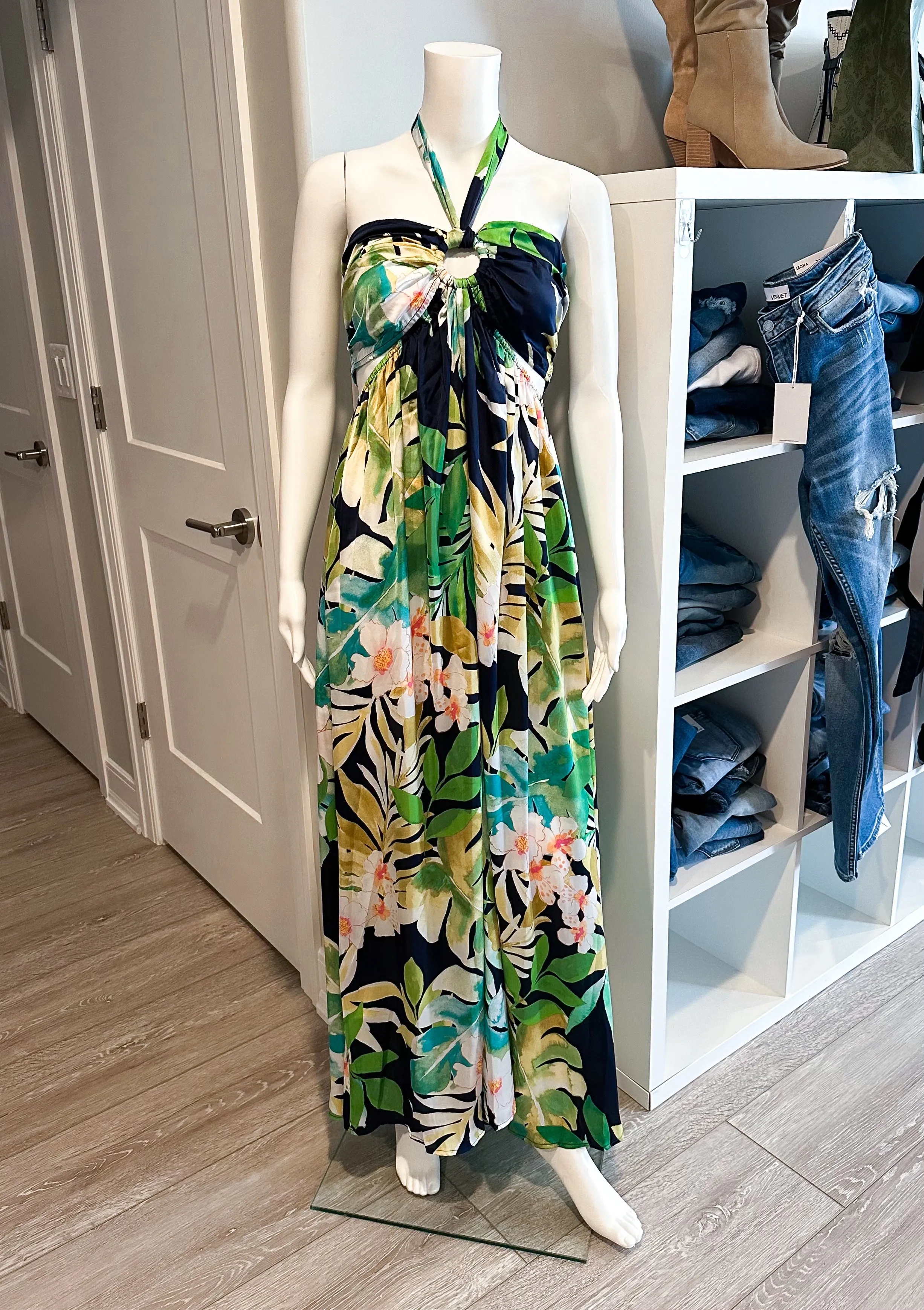 Beach Sunrise Halter Maxi Dress