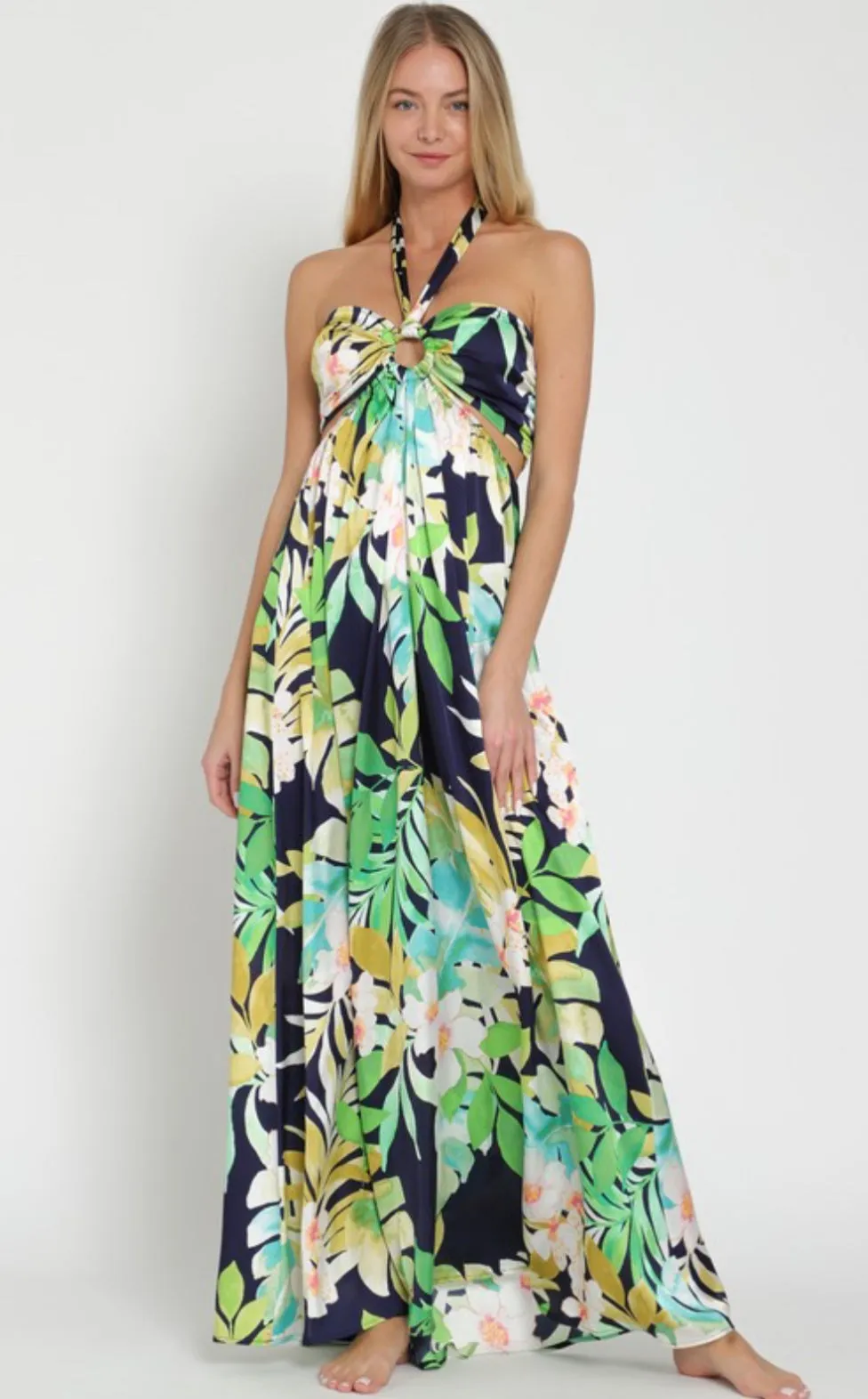 Beach Sunrise Halter Maxi Dress