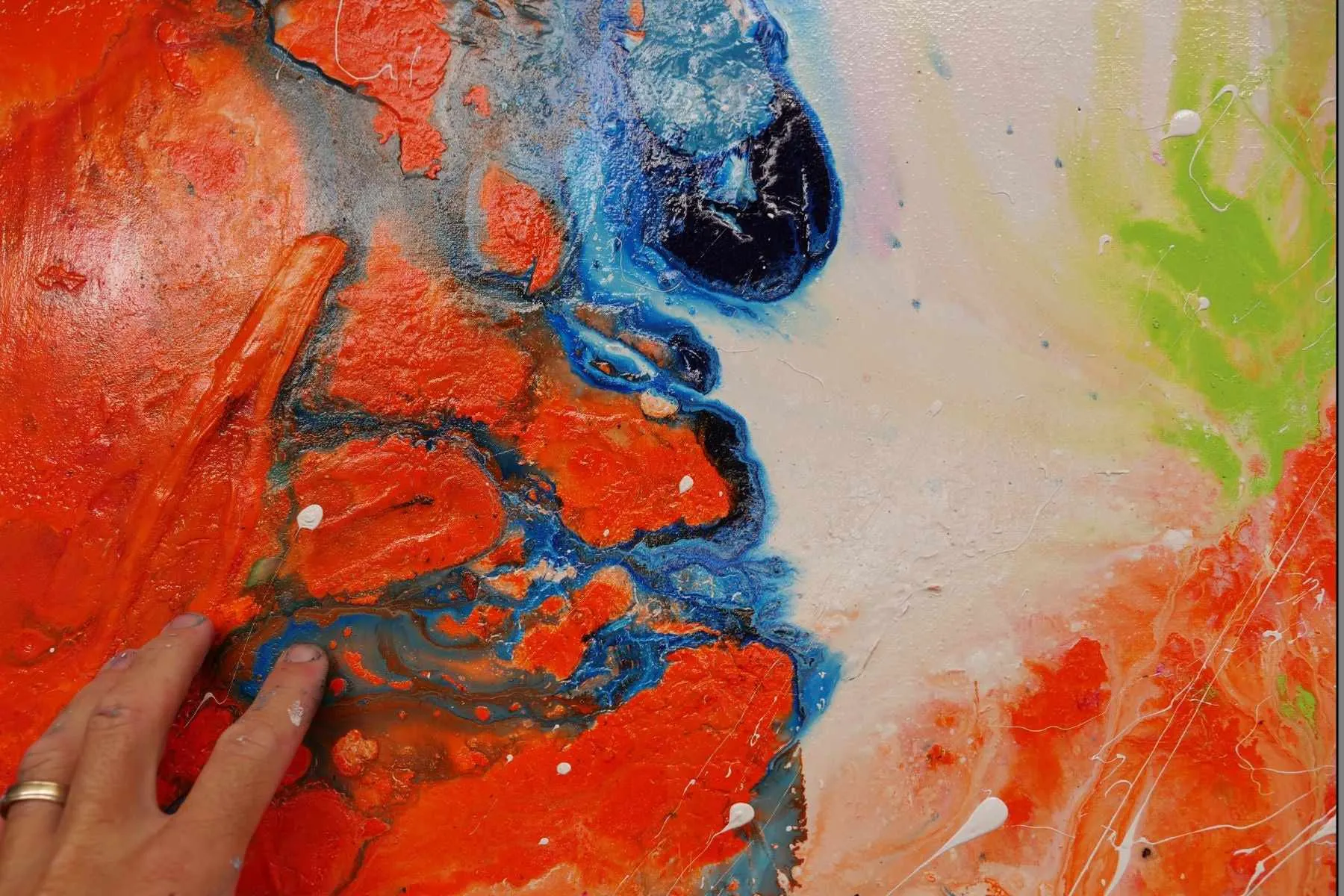 Colour Divide 140cm x 100cm Orange Lime Magenta White Textured Abstract Painting (SOLD)