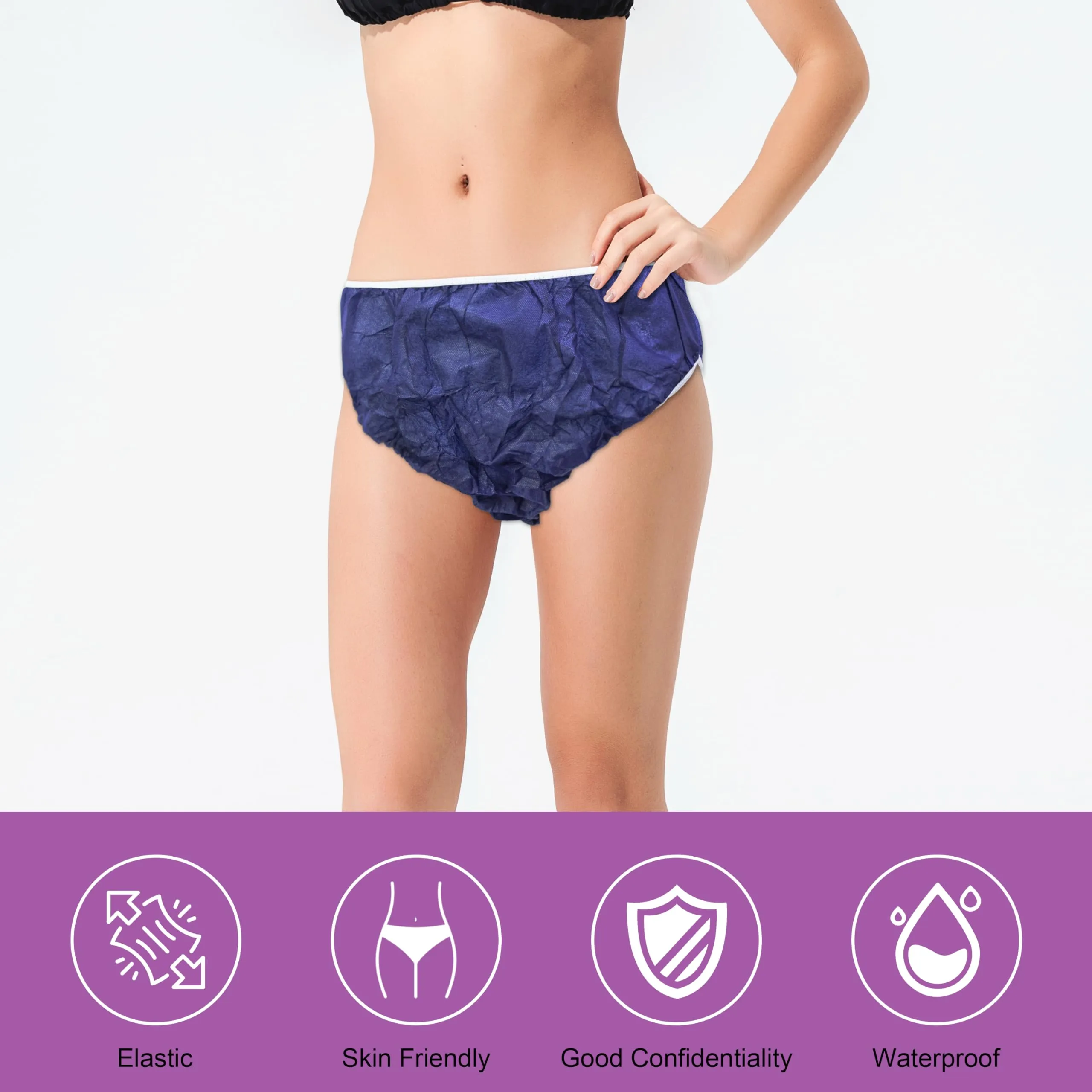 Elitzia Disposable Underwear Underpants One Time Use Beauty Salon SPA Hotel Travel Convenient 50 Pcs Per Set ET004 (Navy Blue XL)