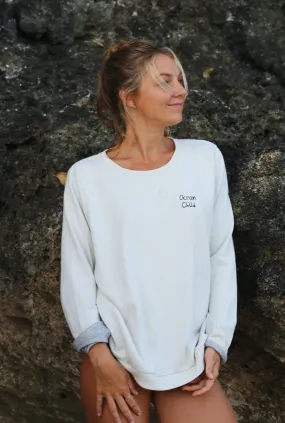 Feel Good Sweater Embroided Ocean Ecru