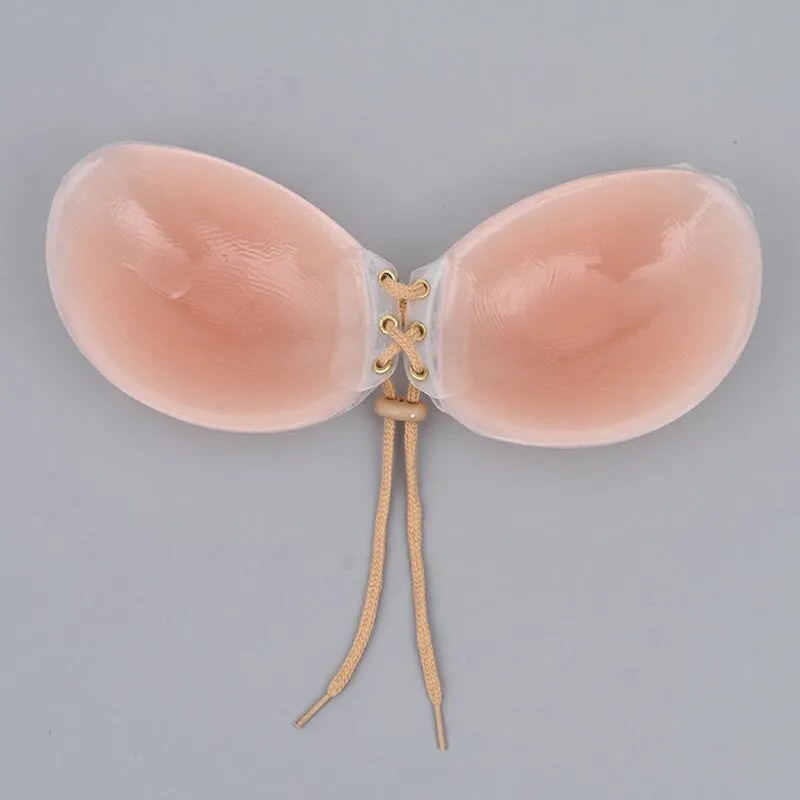 For gowns and wedding dresses, gather-up invisible silicone bra