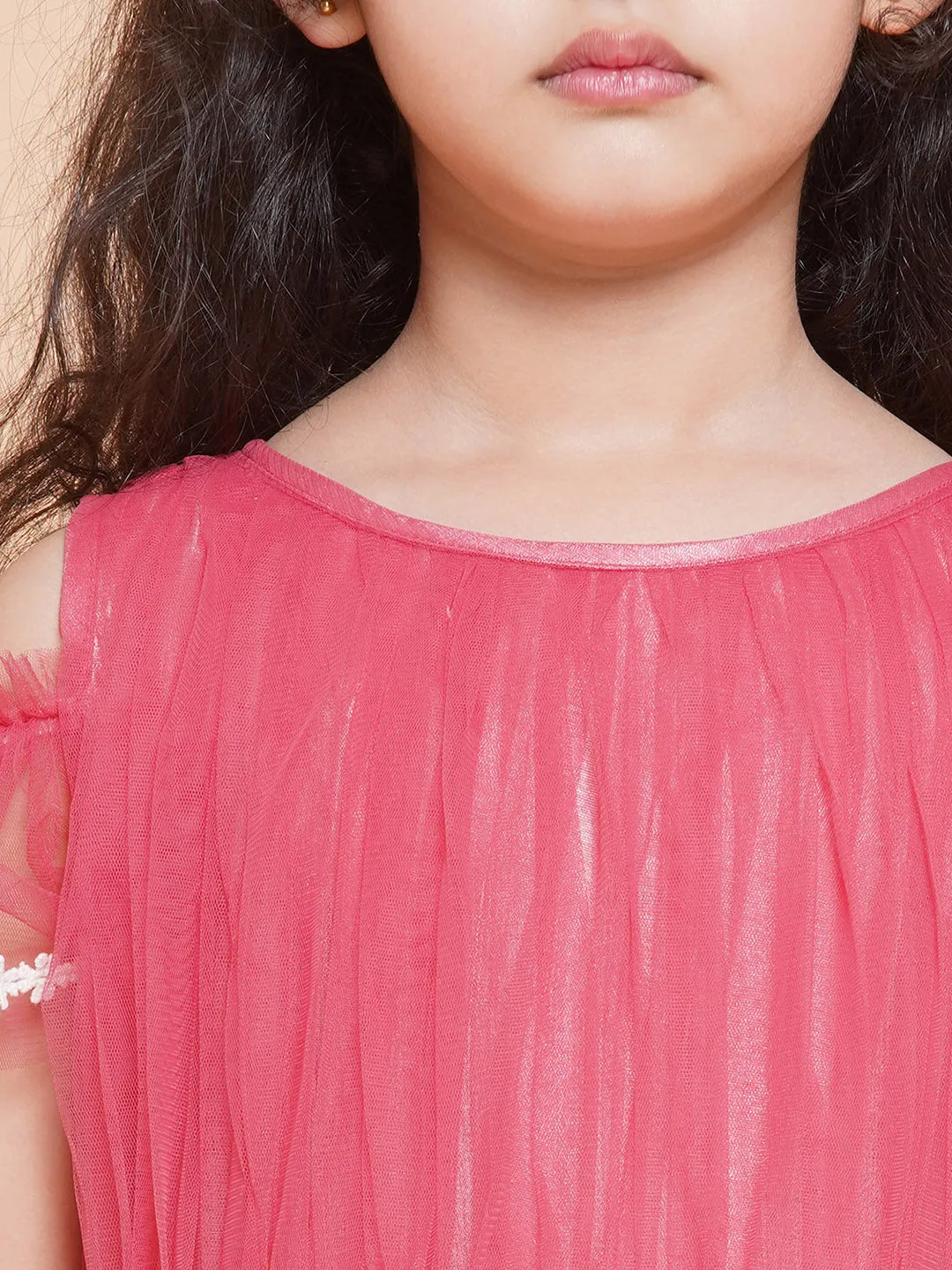 Girls Cold Shoulder Tiered Fit & Flare Maxi Dress