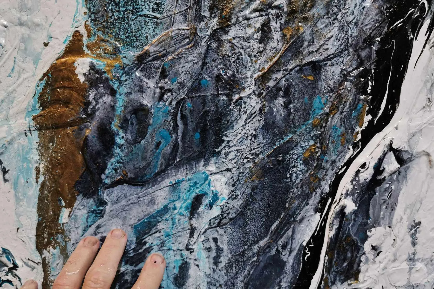 Golden Cobalt Granite 140cm x 100cm Grey Black Textured Abstract Painting (SOLD)