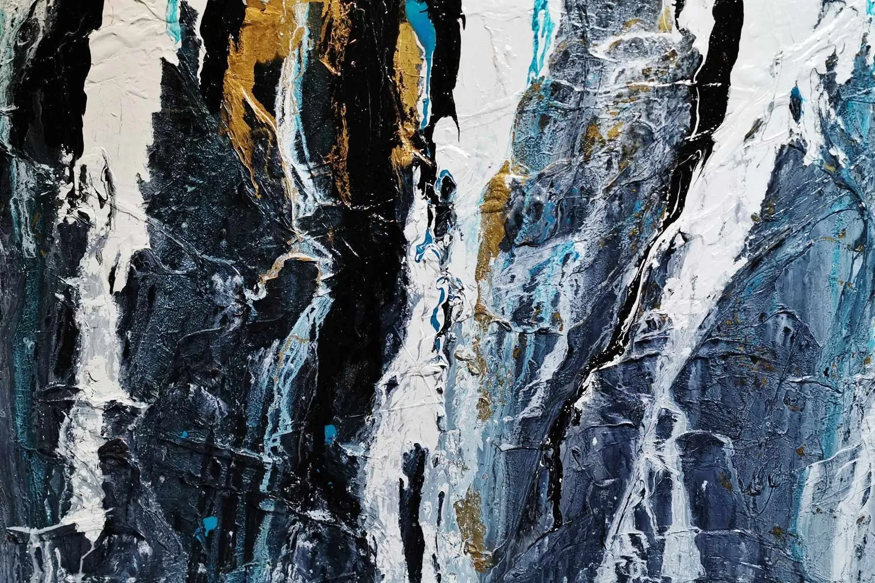 Golden Cobalt Granite 140cm x 100cm Grey Black Textured Abstract Painting (SOLD)