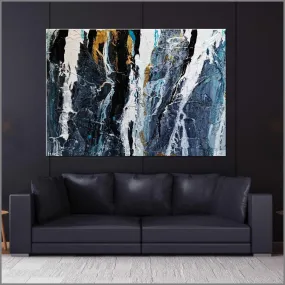 Golden Cobalt Granite 140cm x 100cm Grey Black Textured Abstract Painting (SOLD)