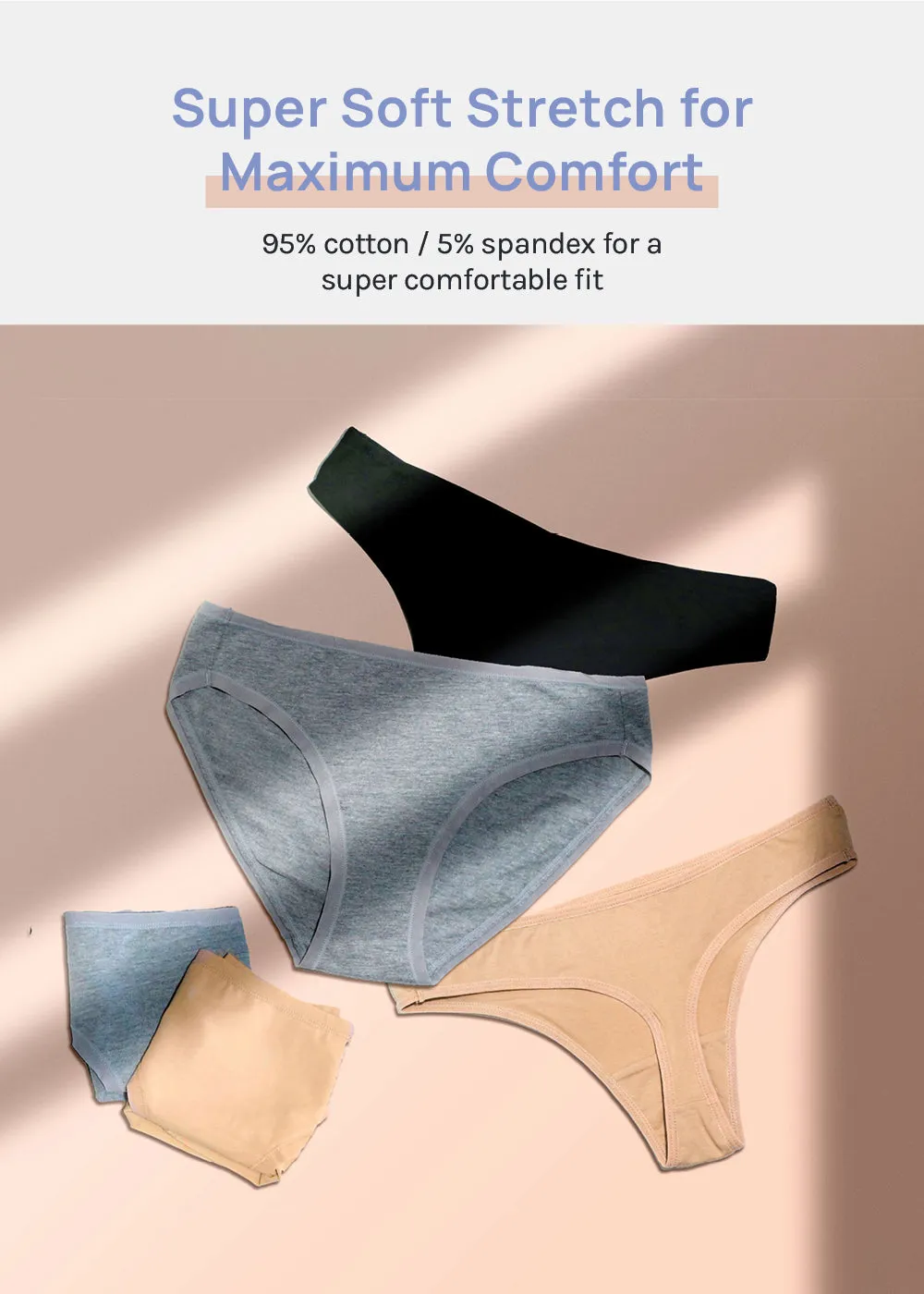 Her. Cotton Stretch Thong - Nude