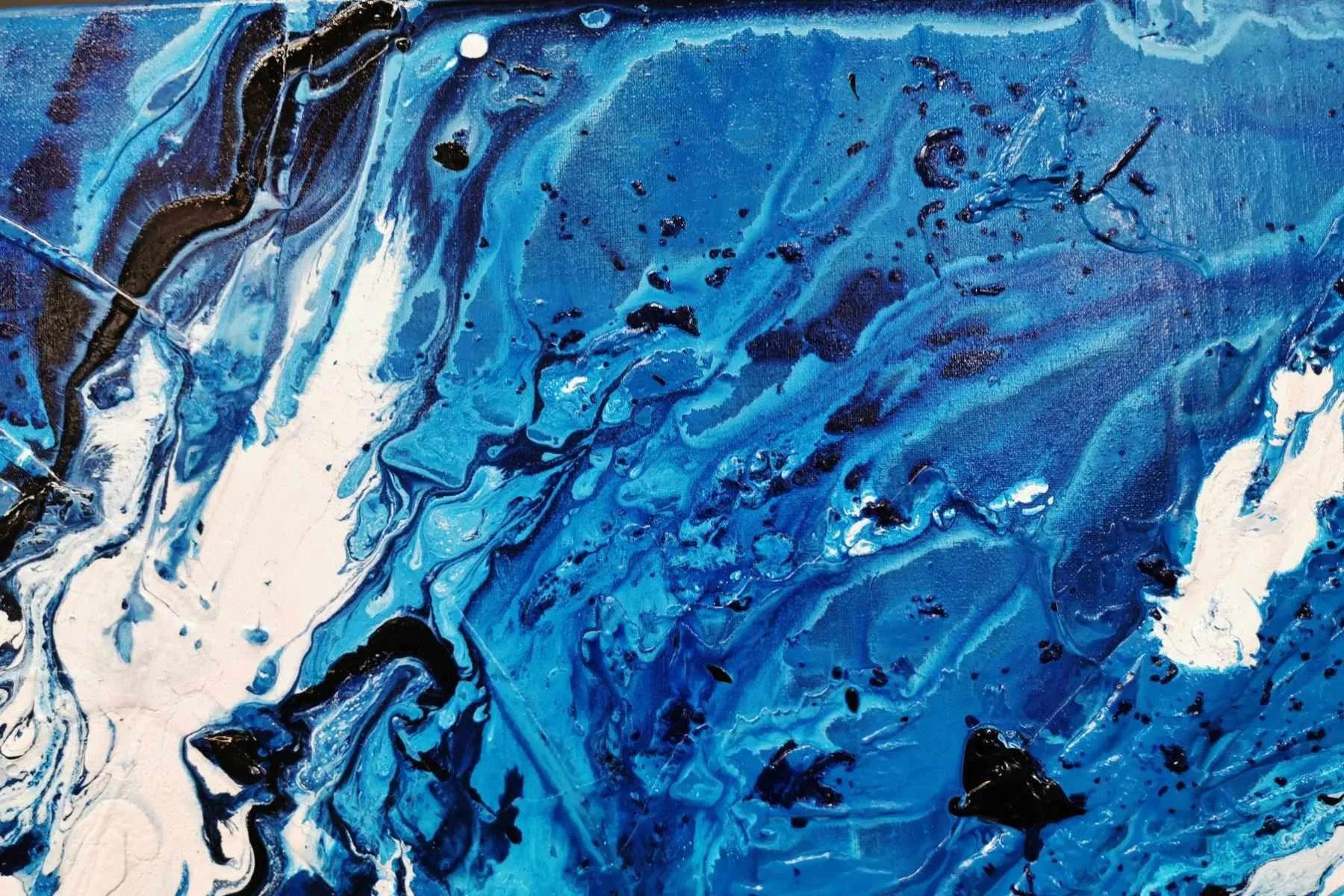Molten Blue 240cm x 100cm Blue White Textured Abstract Painting (SOLD)