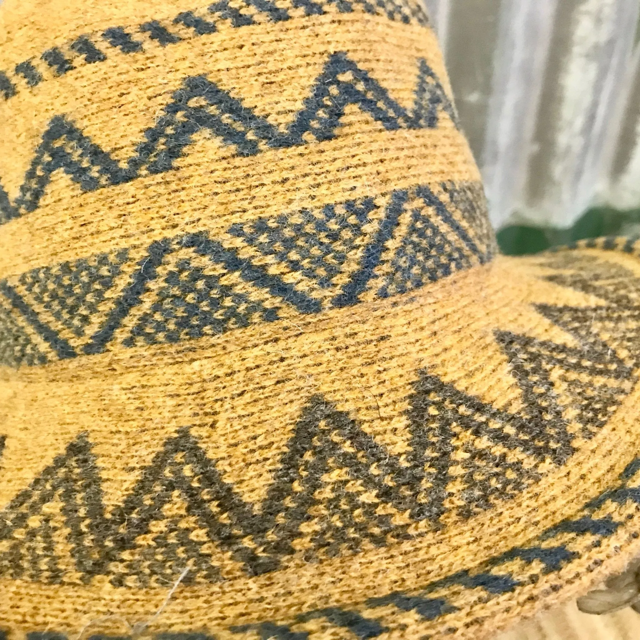 Mustard Boiled Wool Aztec Style Knit Hat