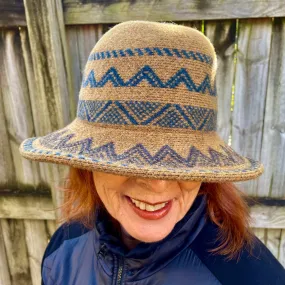 Mustard Boiled Wool Aztec Style Knit Hat