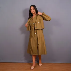 Mustard Warm Cotton Flannel Double-Breasted Button-Down Shacket