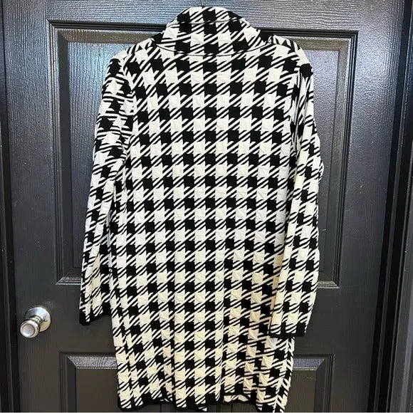 Rain   Rose Houndstooth Knee Length Collared Peacoat Women’s XL