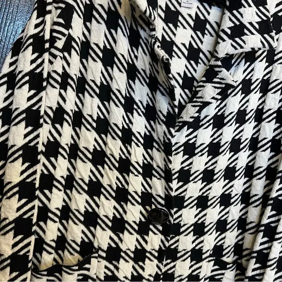 Rain   Rose Houndstooth Knee Length Collared Peacoat Women’s XL