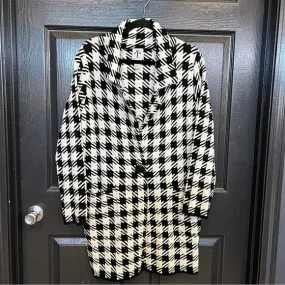 Rain   Rose Houndstooth Knee Length Collared Peacoat Women’s XL