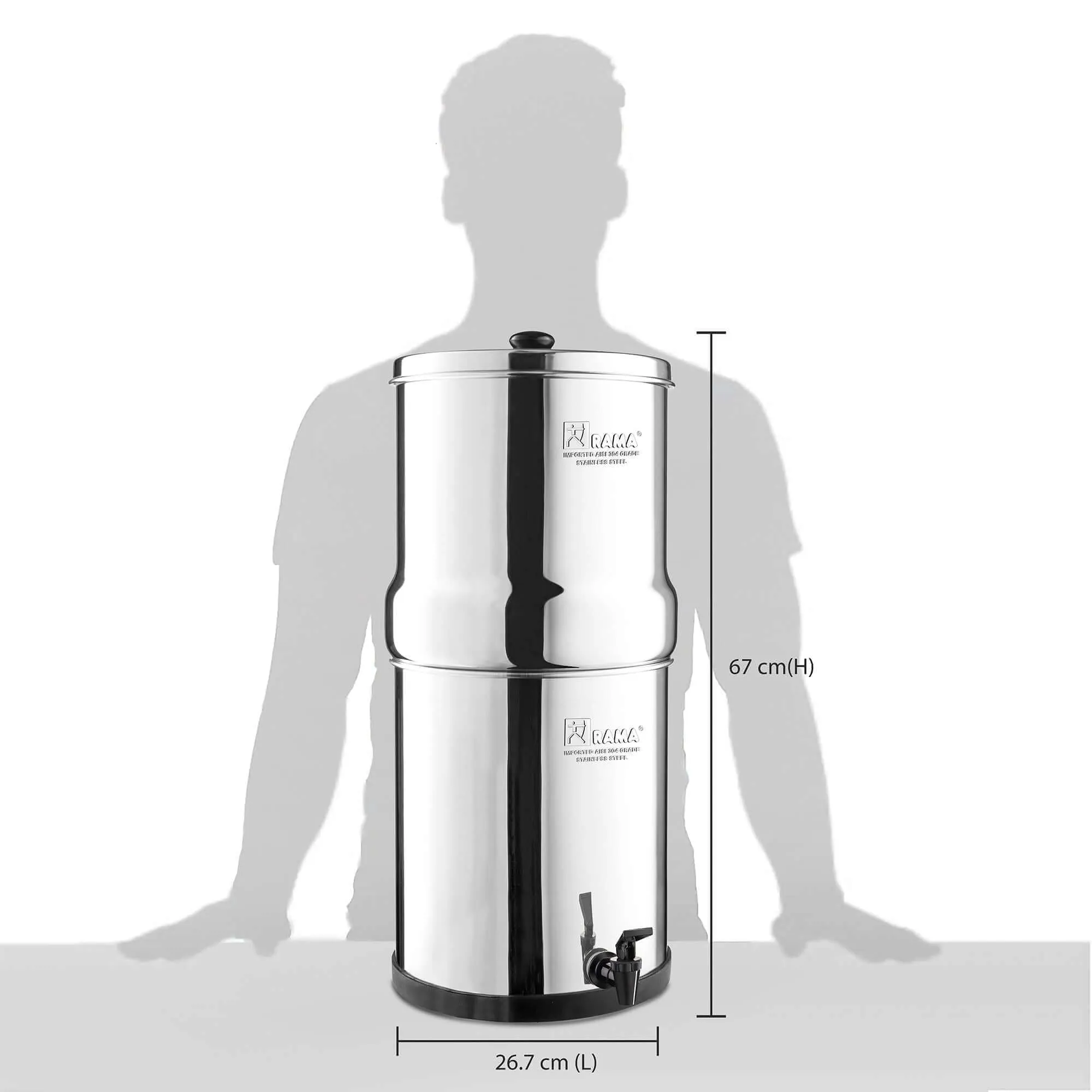 RAMA GRAVITY Water Filter with 2 RAMA Carbon Cartridges