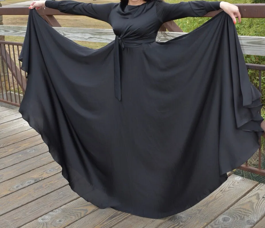 Satin Cross Tie Dress - Black