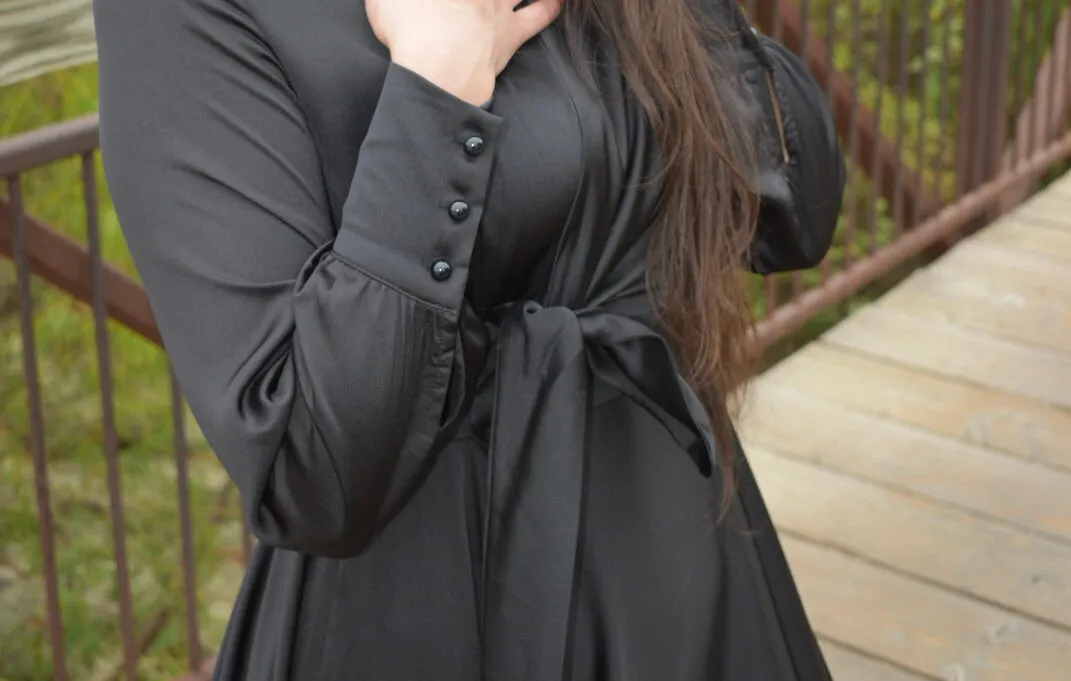 Satin Cross Tie Dress - Black